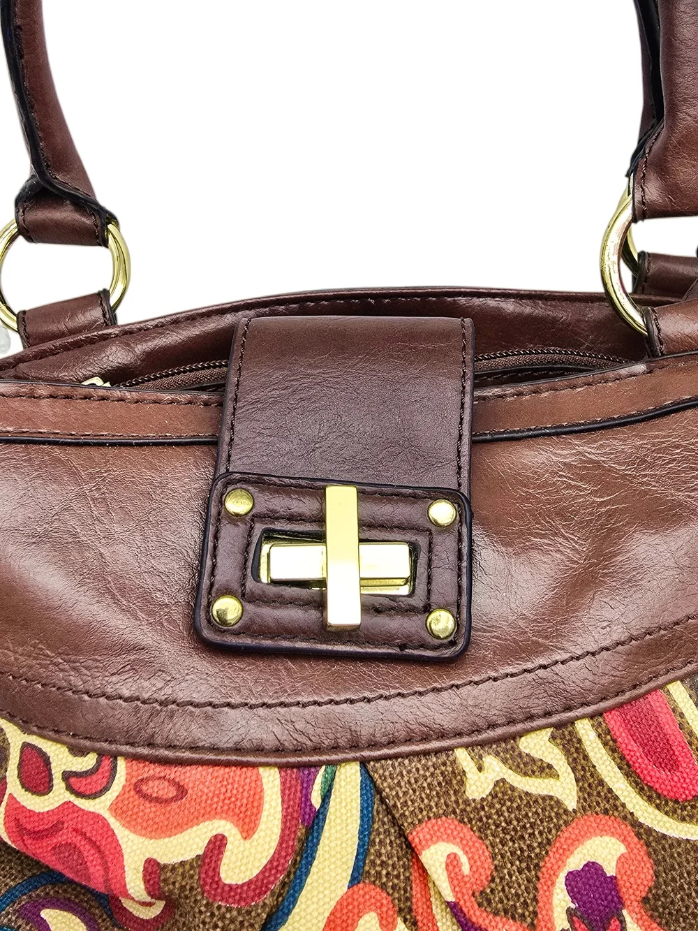 NWT Relic Purse Brown Floral Satchel Bag with Double Handle & Crossbody Strap